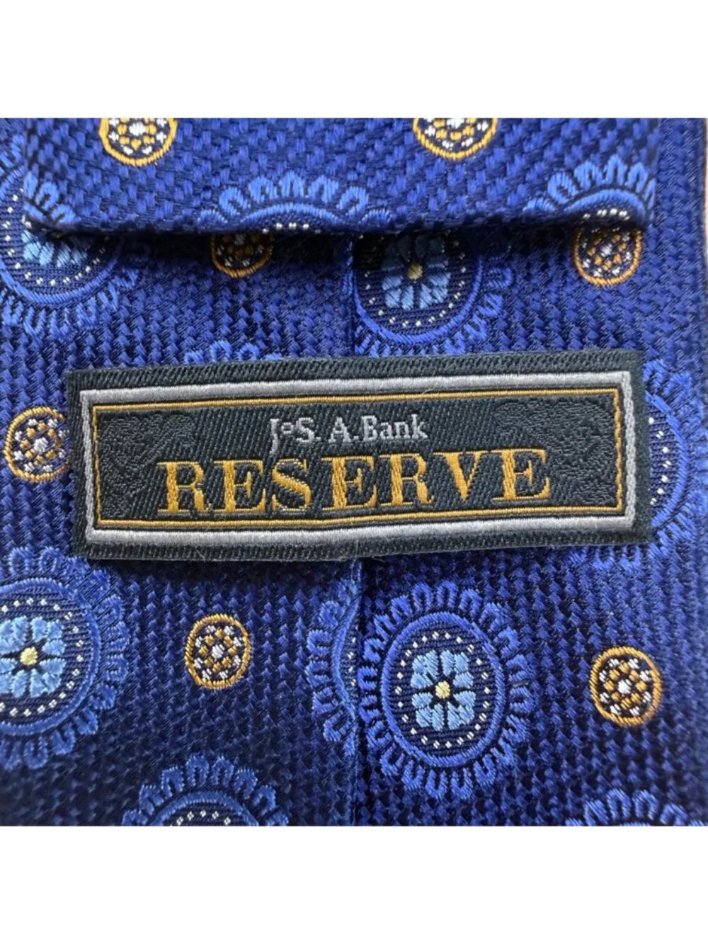 Jos A Bank Mens Blue Silk Patterned Tie Classic Style